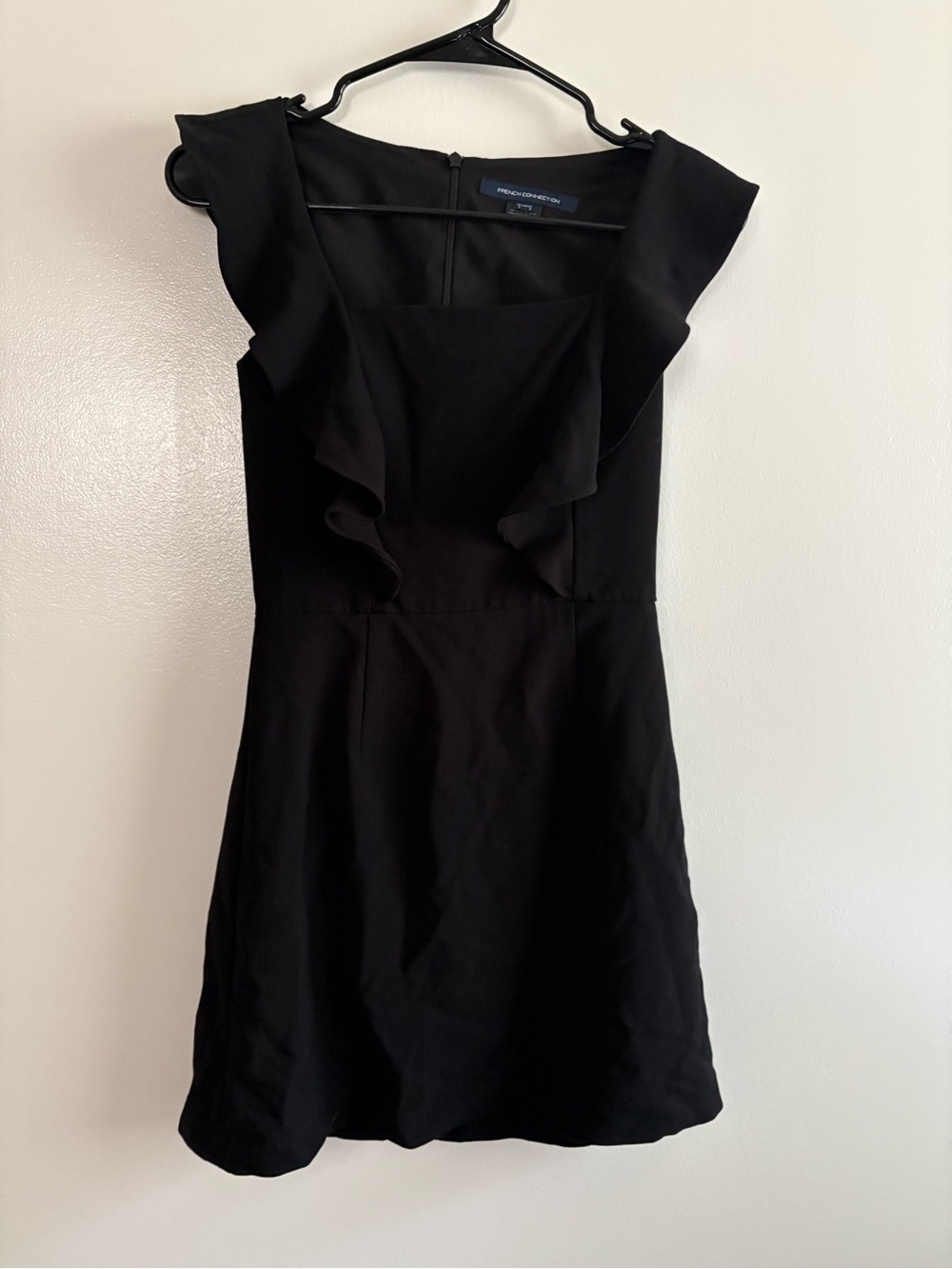 French Connection Whisper Ruffle Mini Dress Square Neck Flutter Sleeve Size 0